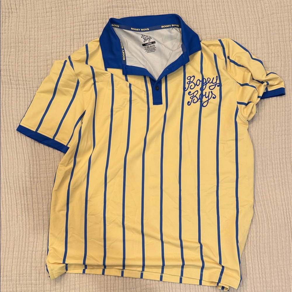Bogey Boys Yellow and Blue Striped Polo Shirt